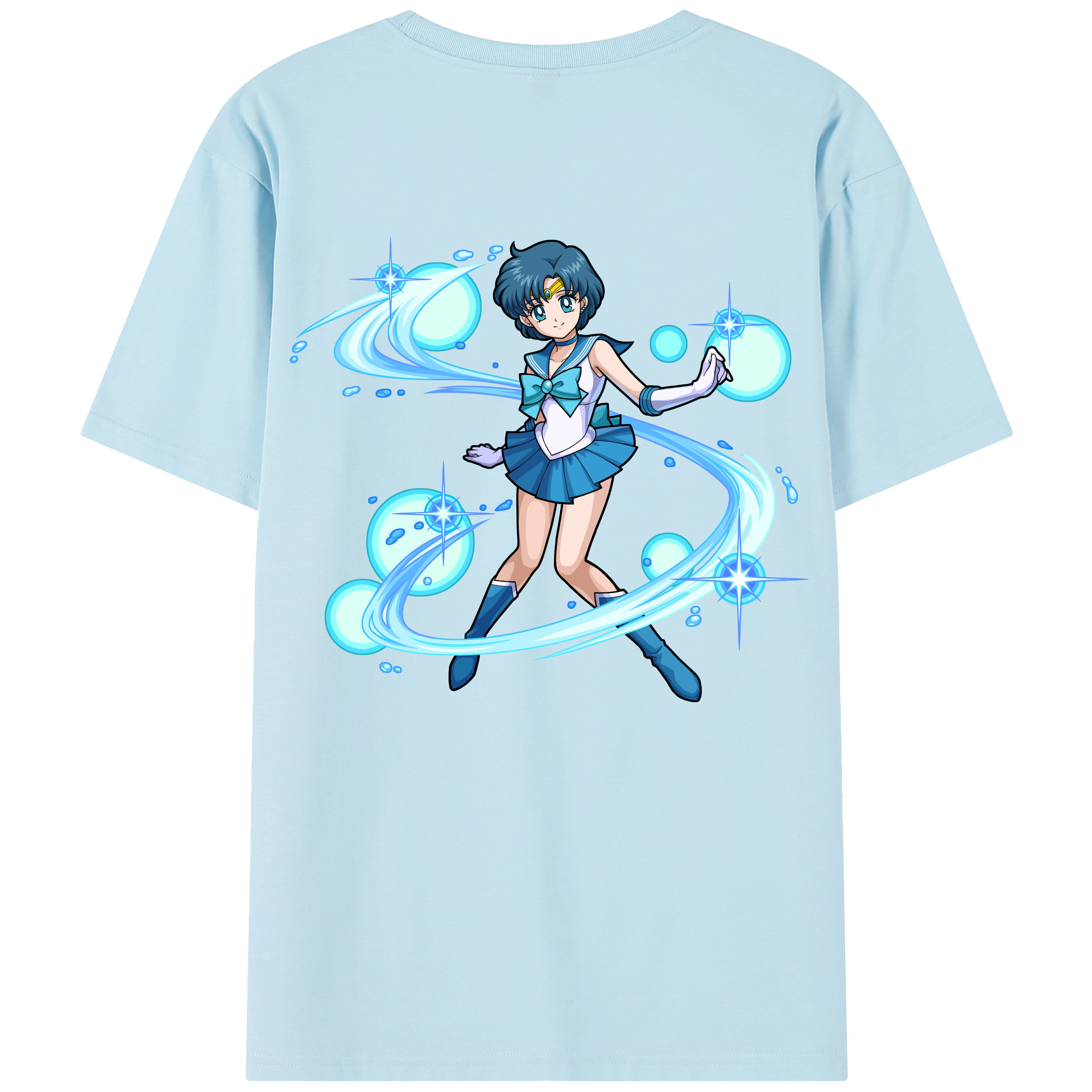（画像用） 美少女戦士セーラームーン 水野 亜美 みずの あみ Sailor Moon Mizuno Ami 綿100％半袖Tシャツ（背面プリント）